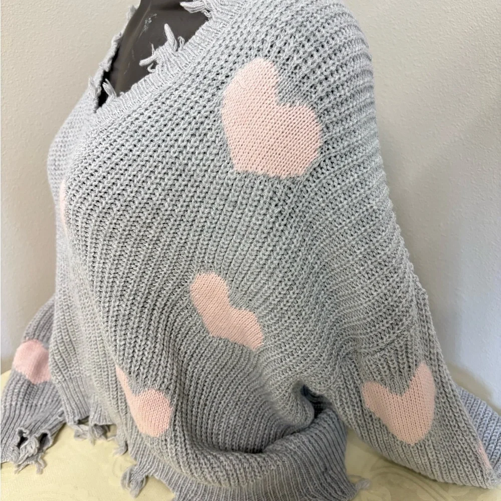 No Boundaries Juniors' Chewed Conversational Sweater